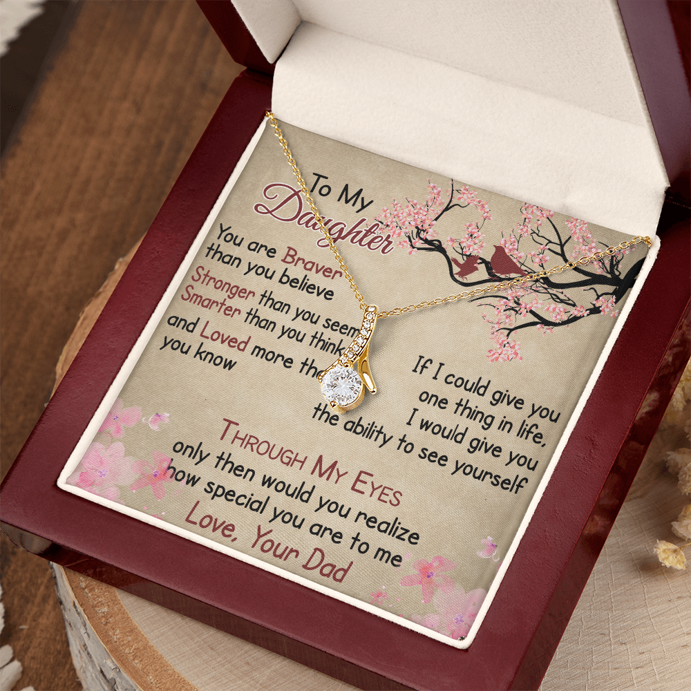 To My Daughter Gift from Dad - Alluring Ribbon Necklace for Your Princess, Little Girl Present