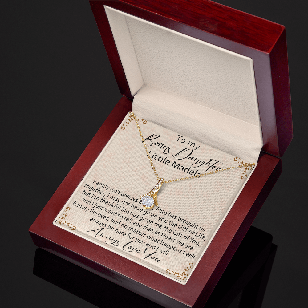 To My Bonus Daughter Personalized Alluring Necklace, Custom your Name for Birthday, Back to School, Christmas or any Special Occasion.