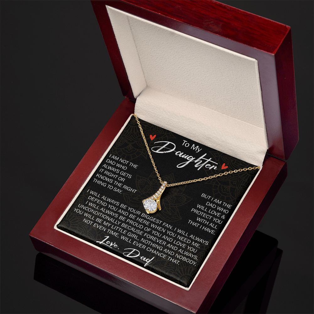 To My Daughter Gift from Dad - Alluring Ribbon Necklace for Your Princess, Little Girl Present - Birthday Gift