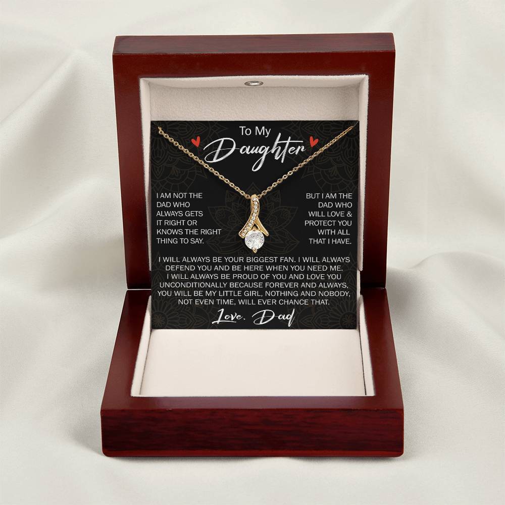 To My Daughter Gift from Dad - Alluring Ribbon Necklace for Your Princess, Little Girl Present - Birthday Gift