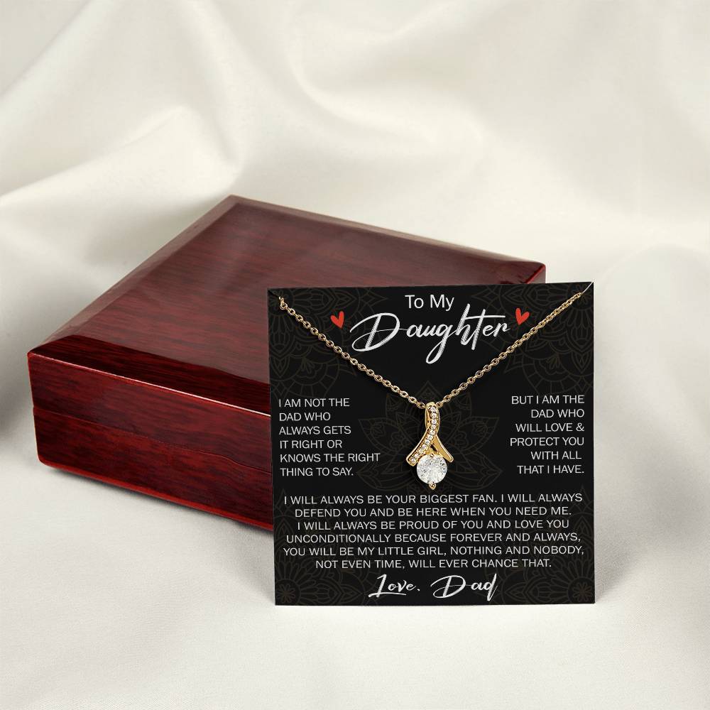 To My Daughter Gift from Dad - Alluring Ribbon Necklace for Your Princess, Little Girl Present - Birthday Gift