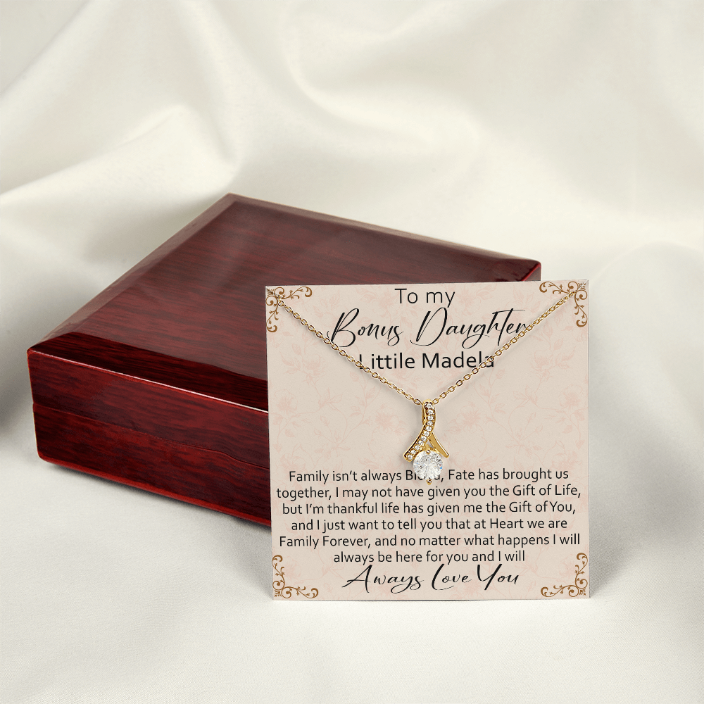 To My Bonus Daughter Personalized Alluring Necklace, Custom your Name for Birthday, Back to School, Christmas or any Special Occasion.