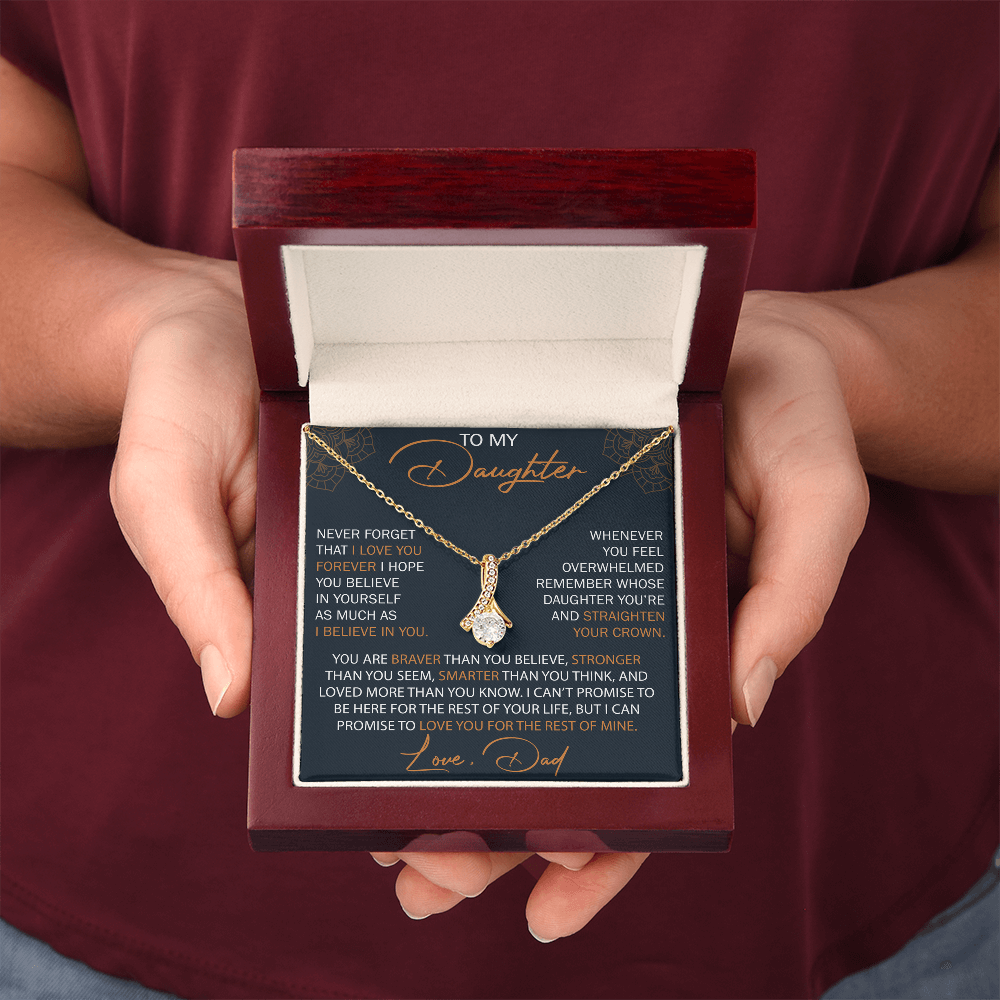 Proud Dad to Daughter Alluring Beauty Necklace - Unique Gift for Your Little Girl at Birthday, Christmas, Back to School, Graduation or any Special Occasion