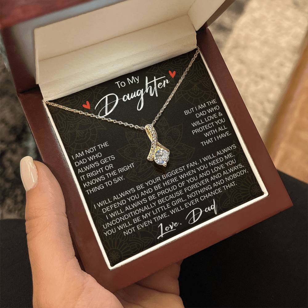 To My Daughter Gift from Dad - Alluring Ribbon Necklace for Your Princess, Little Girl Present - Birthday Gift
