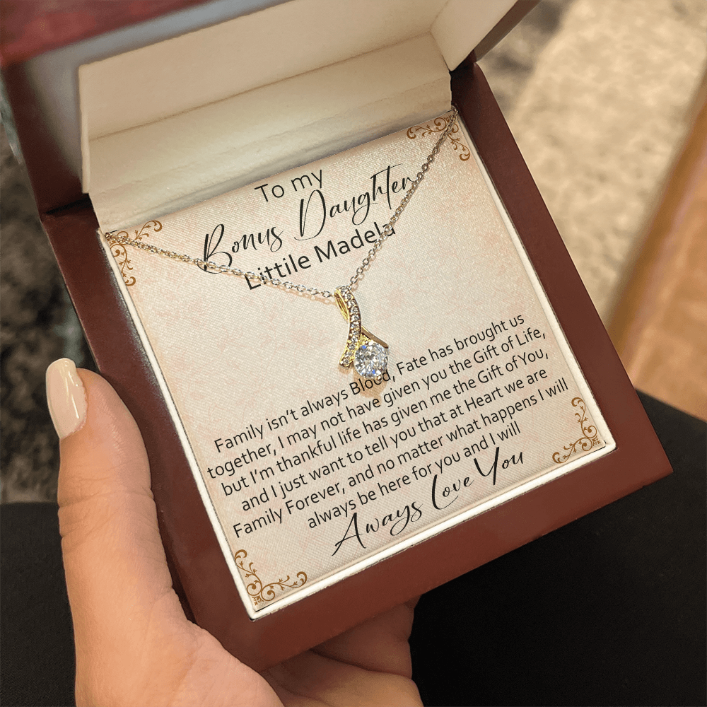 To My Bonus Daughter Personalized Alluring Necklace, Custom your Name for Birthday, Back to School, Christmas or any Special Occasion.