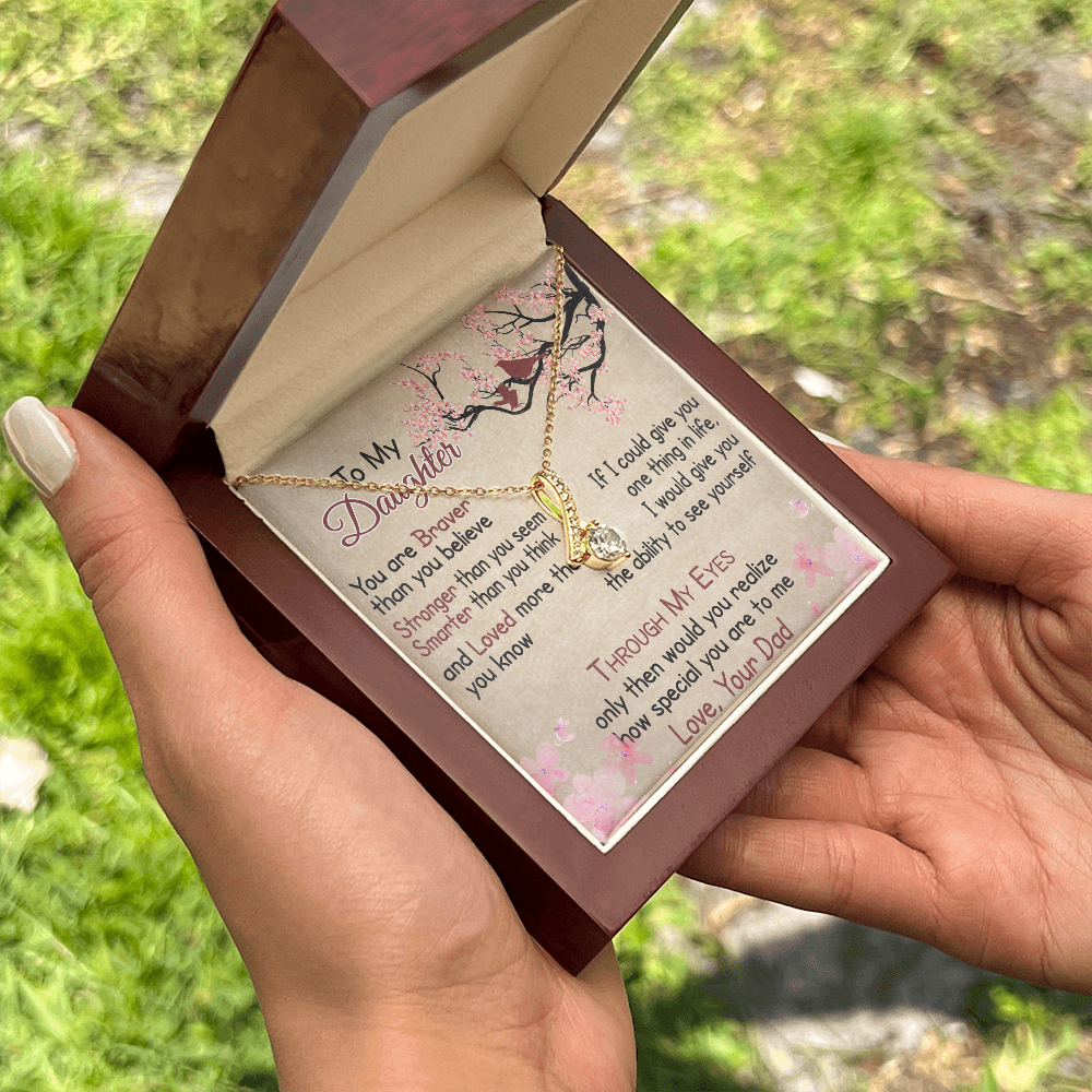To My Daughter Gift from Dad - Alluring Ribbon Necklace for Your Princess, Little Girl Present