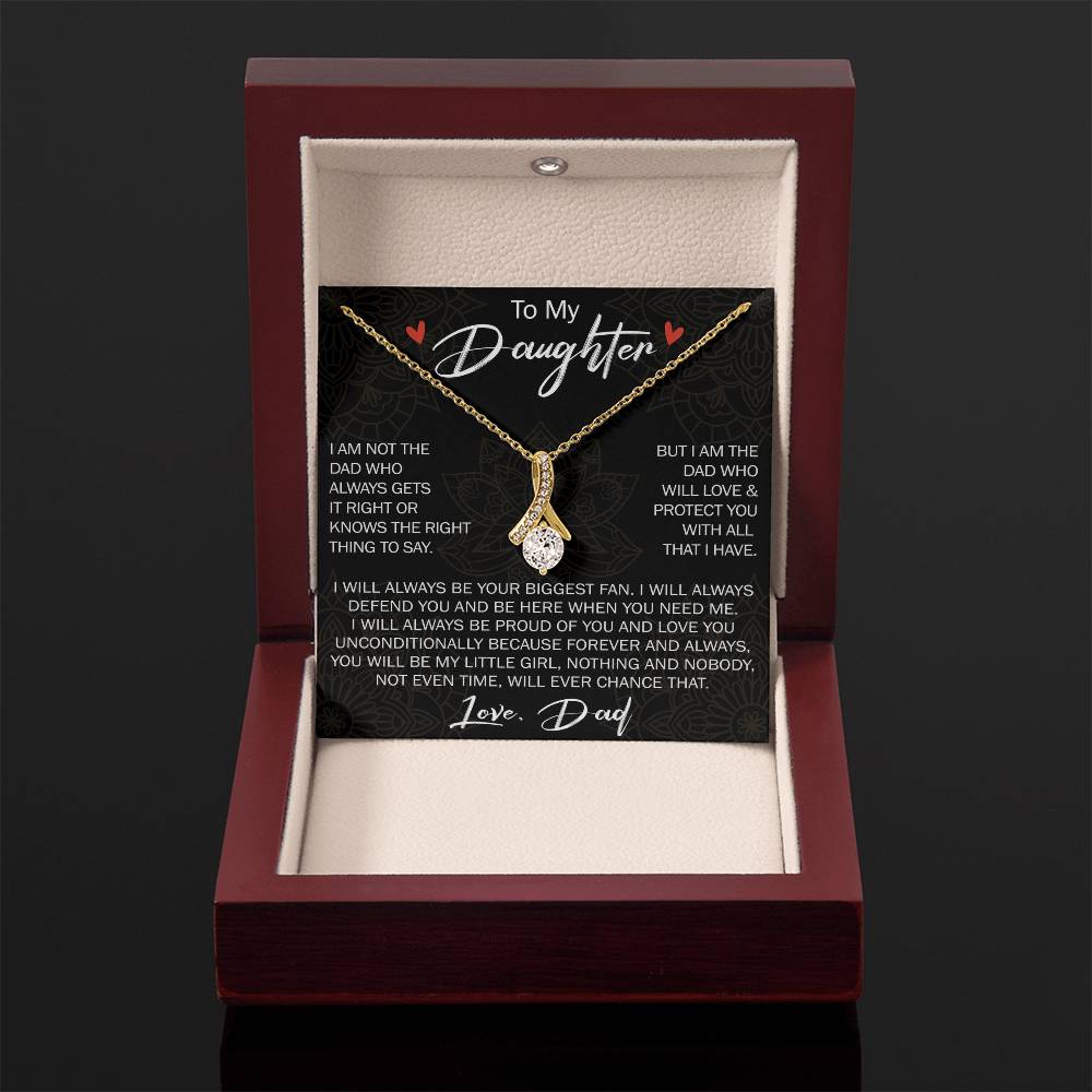 To My Daughter Gift from Dad - Alluring Ribbon Necklace for Your Princess, Little Girl Present - Birthday Gift