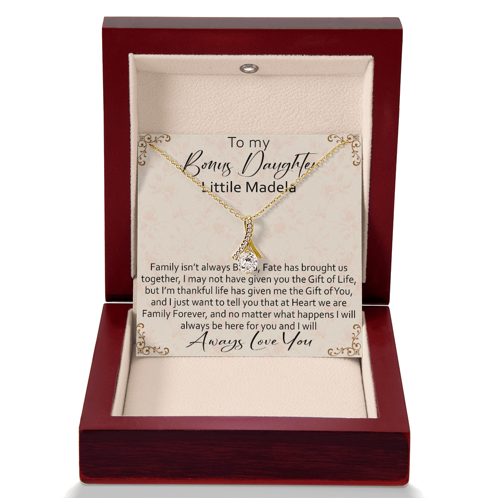 To My Bonus Daughter Personalized Alluring Necklace, Custom your Name for Birthday, Back to School, Christmas or any Special Occasion.