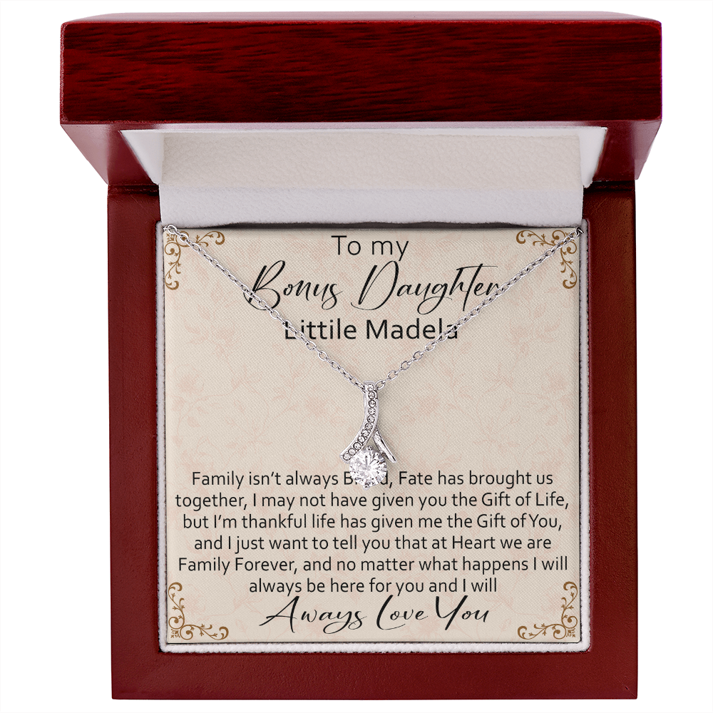 To My Bonus Daughter Personalized Alluring Necklace, Custom your Name for Birthday, Back to School, Christmas or any Special Occasion.