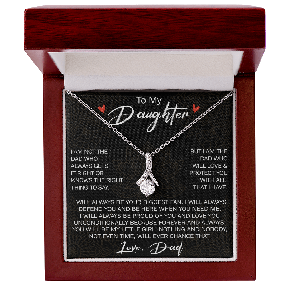 To My Daughter Gift from Dad - Alluring Ribbon Necklace for Your Princess, Little Girl Present - Birthday Gift