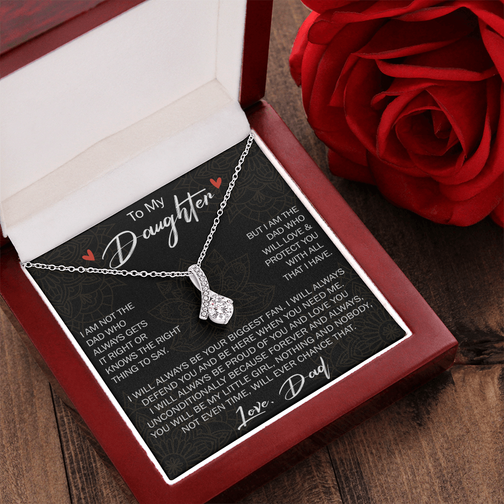 To My Daughter Gift from Dad - Alluring Ribbon Necklace for Your Princess, Little Girl Present - Birthday Gift