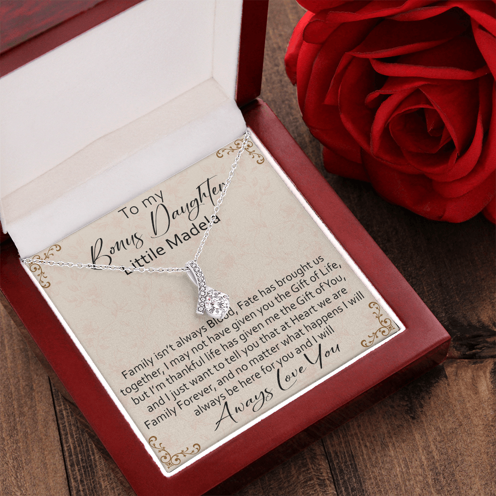 To My Bonus Daughter Personalized Alluring Necklace, Custom your Name for Birthday, Back to School, Christmas or any Special Occasion.