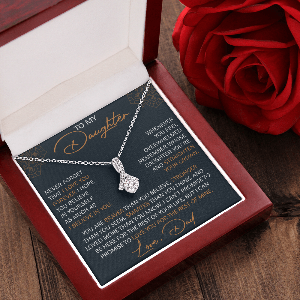 Dad To Daughter Alluring Necklace Heartfelt Birthday Gift For Adult Daughter Graduation Jewelry Wedding Keepsake Present