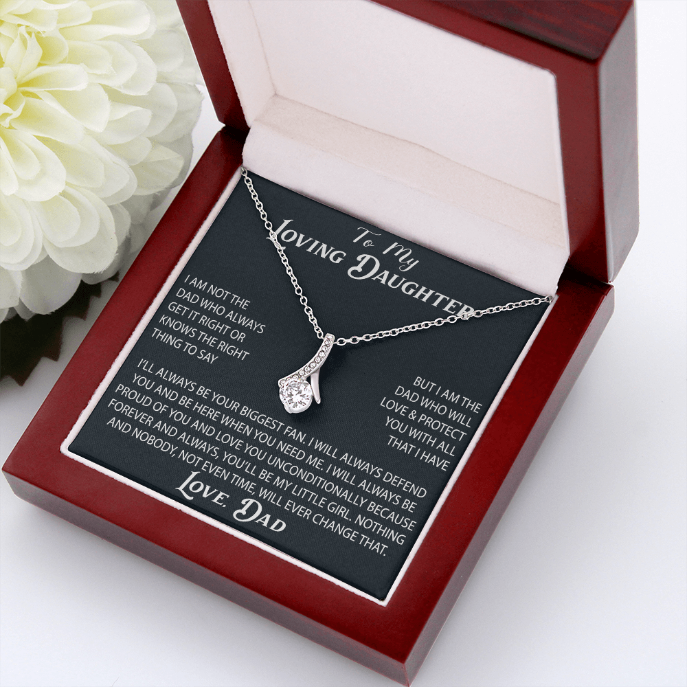 To My Loving Daughter Alluring Necklace Gift from Dad Father Papa Daddy - Unique Present for Birthday Christmas Back to School