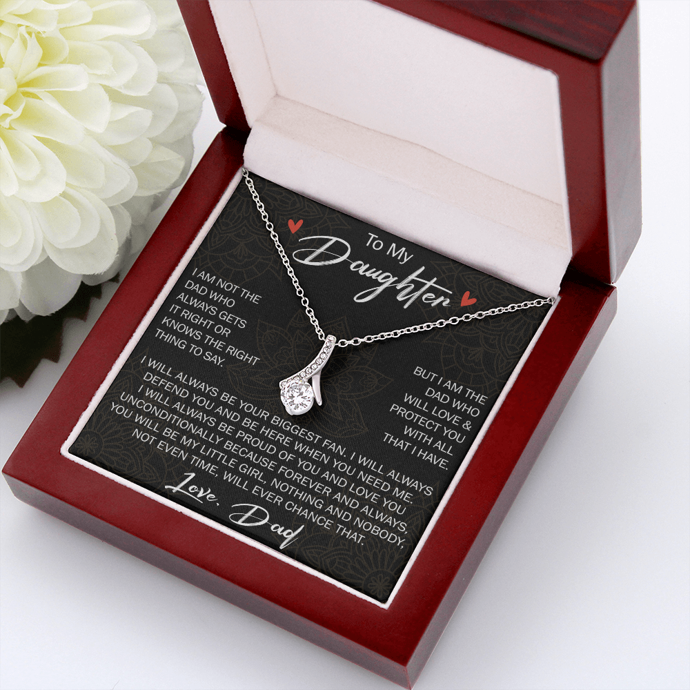 To My Daughter Gift from Dad - Alluring Ribbon Necklace for Your Princess, Little Girl Present - Birthday Gift