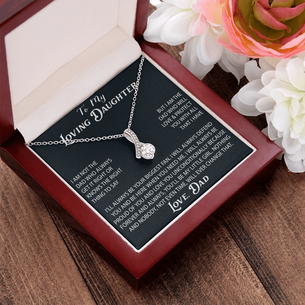 To My Loving Daughter Alluring Necklace Gift from Dad Father Papa Daddy - Unique Present for Birthday Christmas Back to School