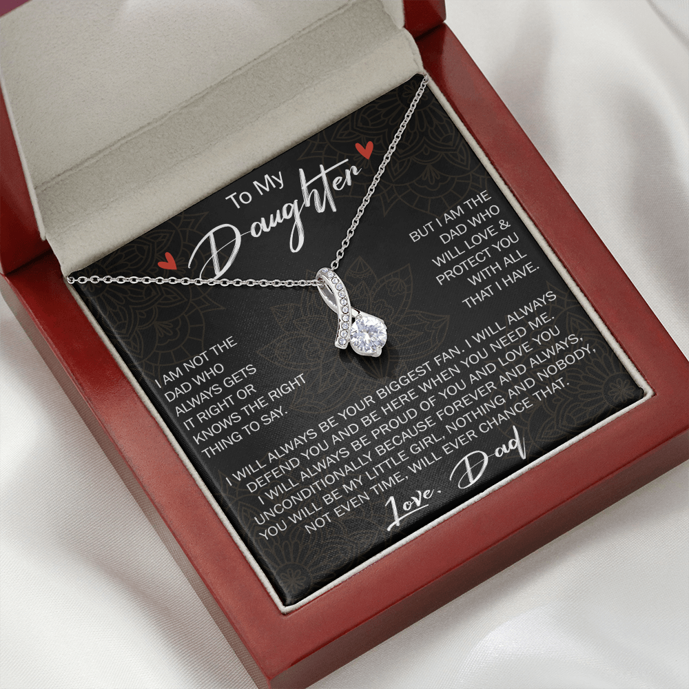 To My Daughter Gift from Dad - Alluring Ribbon Necklace for Your Princess, Little Girl Present - Birthday Gift