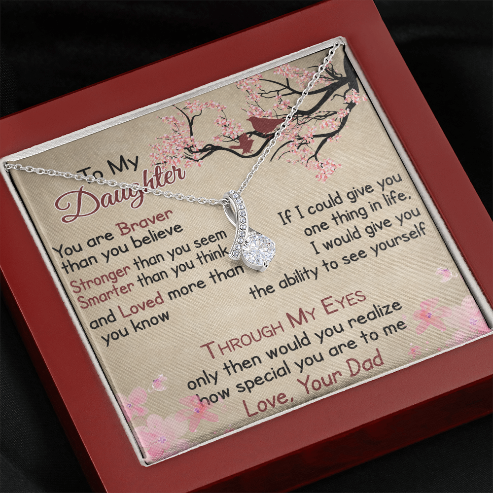 To My Daughter Gift from Dad - Alluring Ribbon Necklace for Your Princess, Little Girl Present