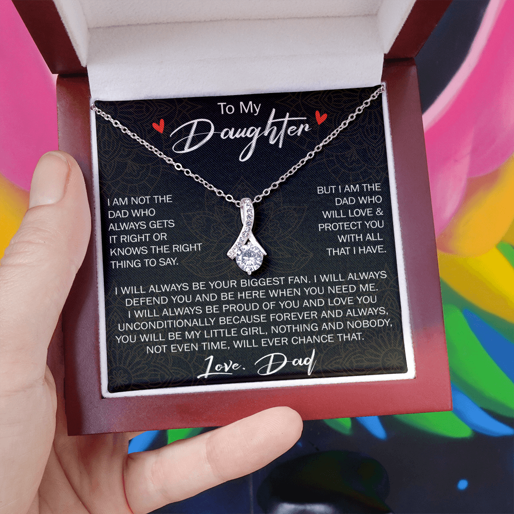 To My Daughter Gift from Dad - Alluring Ribbon Necklace for Your Princess, Little Girl Present - Birthday Gift