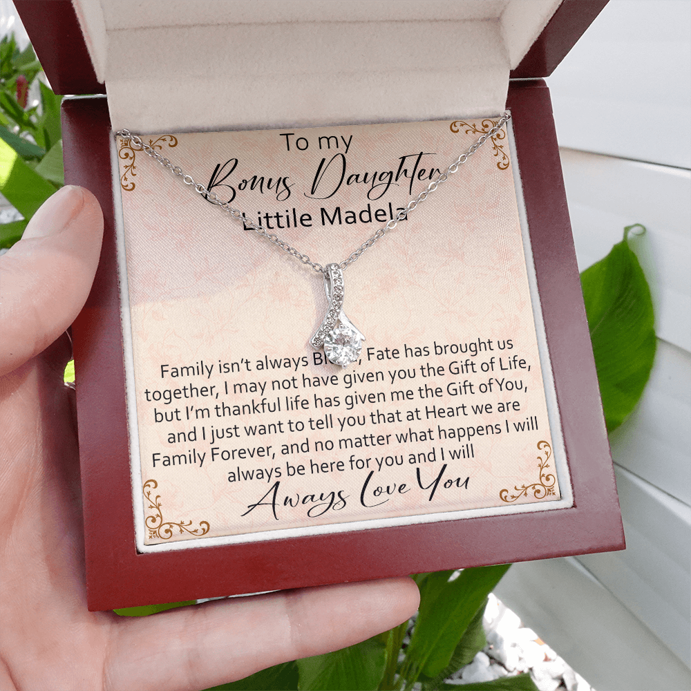 To My Bonus Daughter Personalized Alluring Necklace, Custom your Name for Birthday, Back to School, Christmas or any Special Occasion.