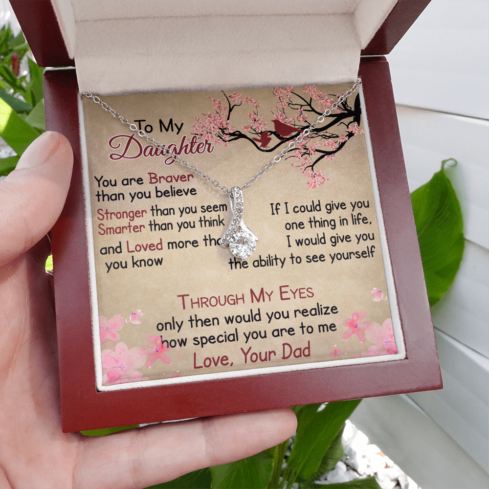 To My Daughter Gift from Dad - Alluring Ribbon Necklace for Your Princess, Little Girl Present