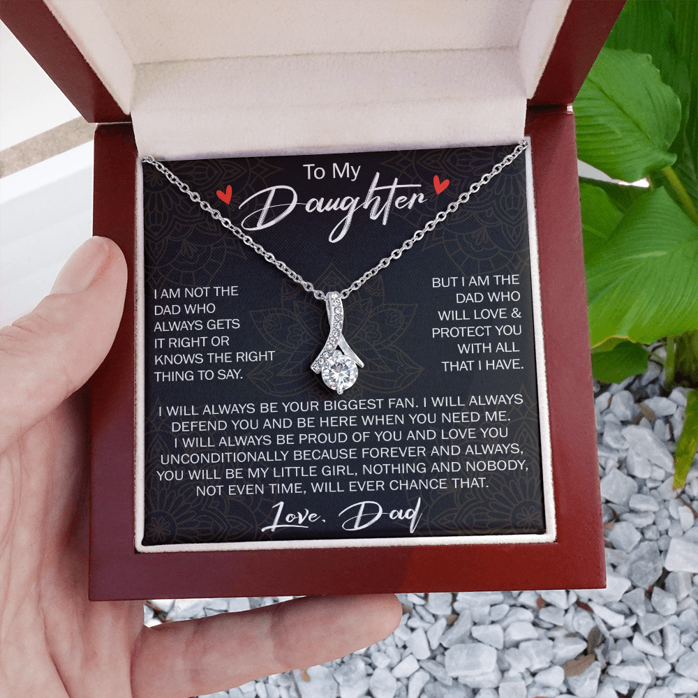 To My Daughter Gift from Dad - Alluring Ribbon Necklace for Your Princess, Little Girl Present - Birthday Gift