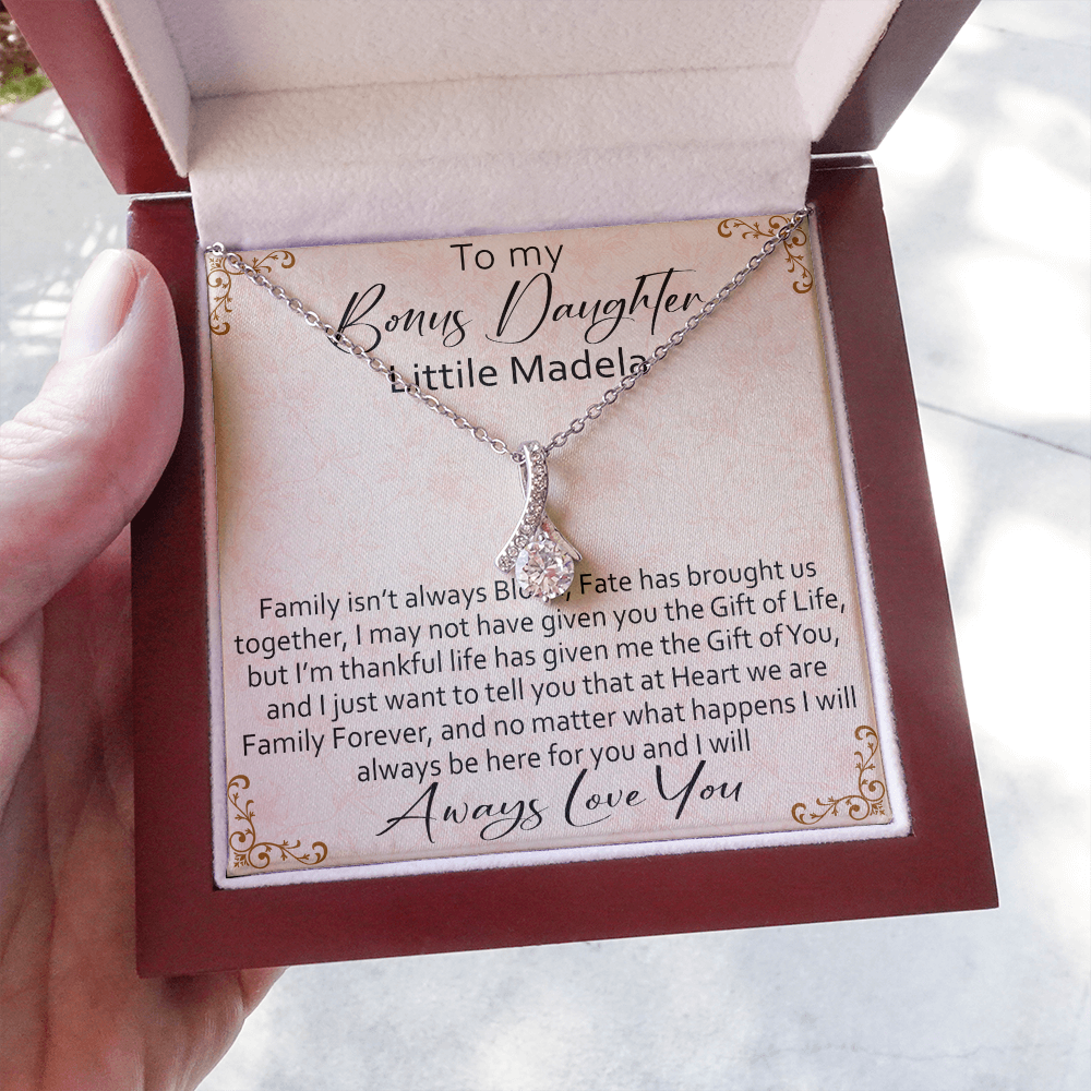 To My Bonus Daughter Personalized Alluring Necklace, Custom your Name for Birthday, Back to School, Christmas or any Special Occasion.