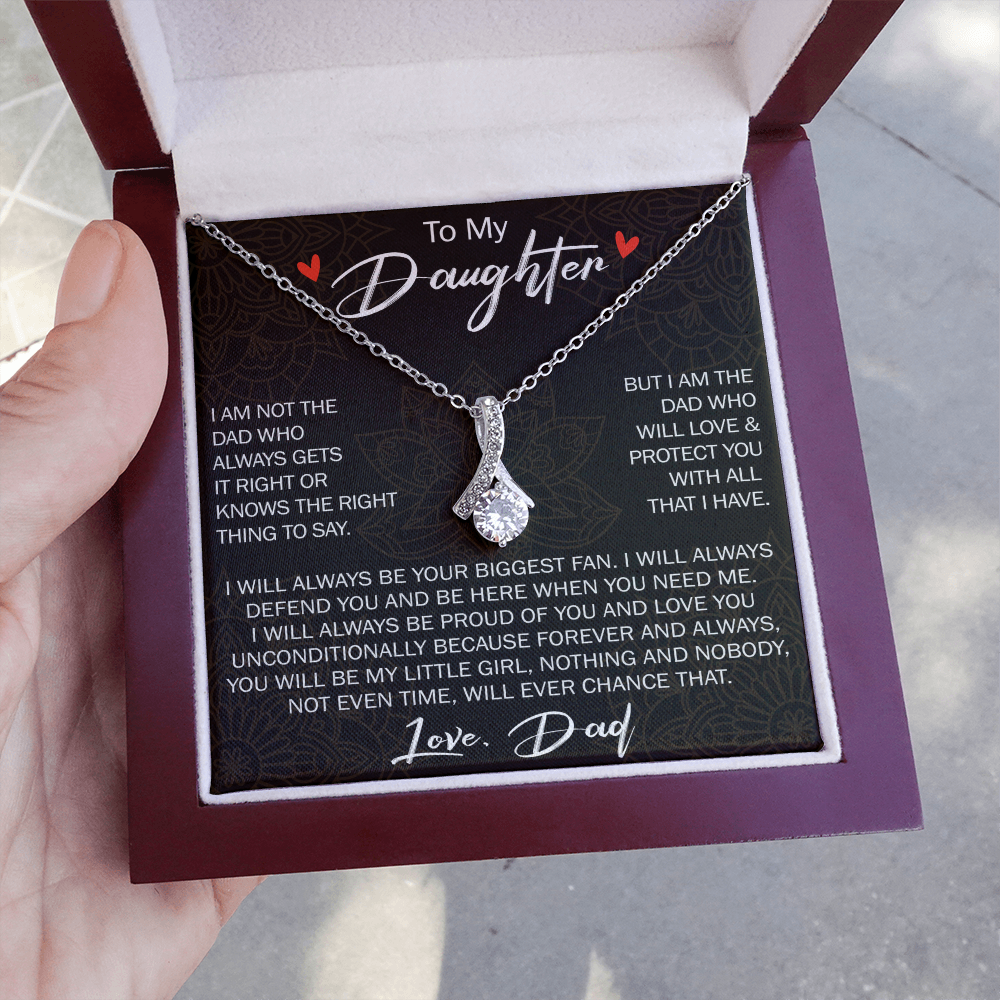 To My Daughter Gift from Dad - Alluring Ribbon Necklace for Your Princess, Little Girl Present - Birthday Gift