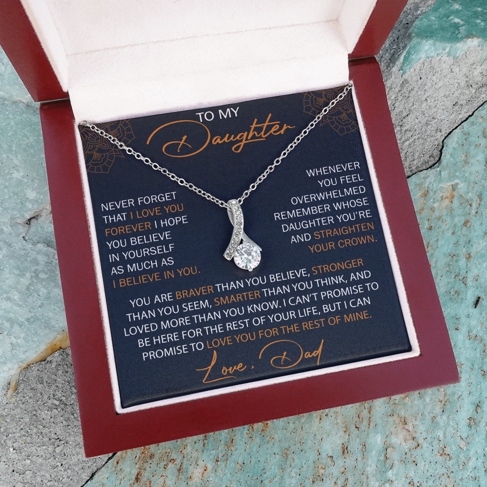 Dad To Daughter Alluring Necklace Heartfelt Birthday Gift For Adult Daughter Graduation Jewelry Wedding Keepsake Present