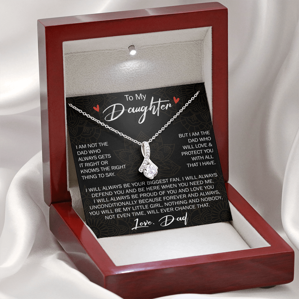To My Daughter Gift from Dad - Alluring Ribbon Necklace for Your Princess, Little Girl Present - Birthday Gift