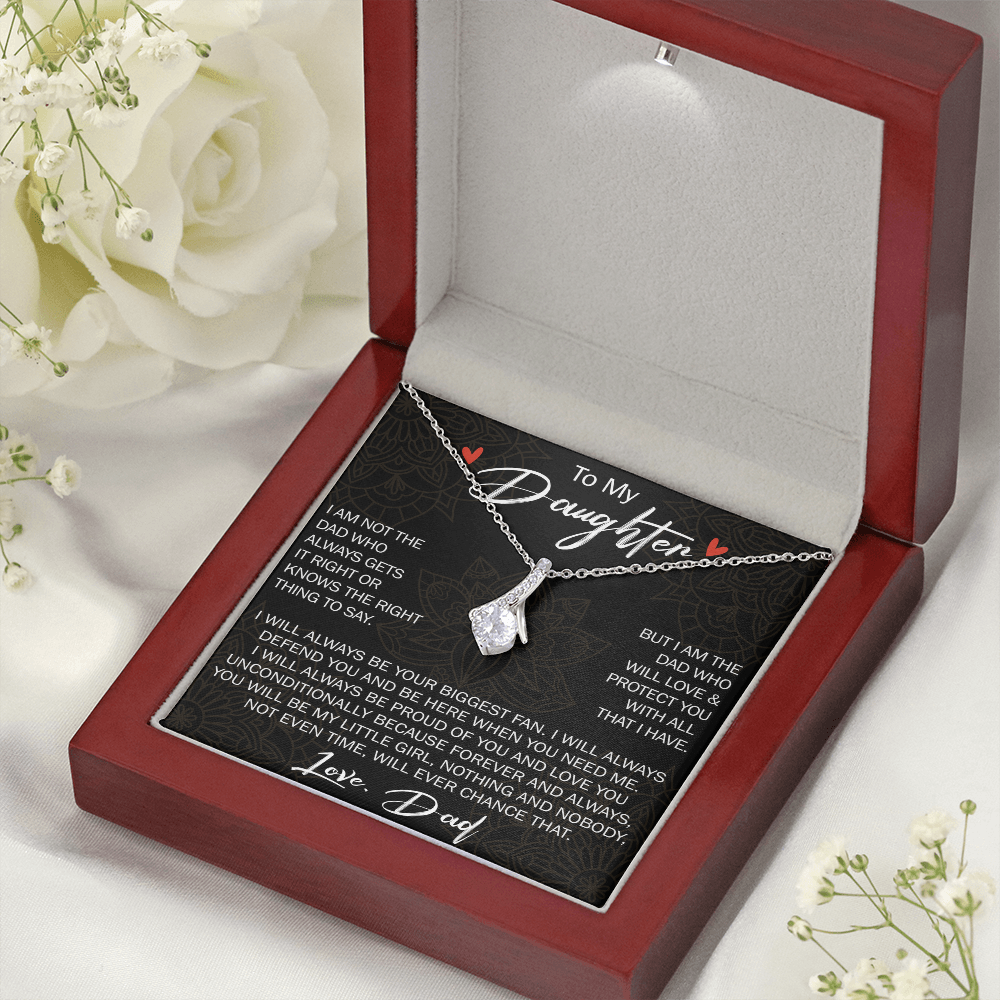 To My Daughter Gift from Dad - Alluring Ribbon Necklace for Your Princess, Little Girl Present - Birthday Gift