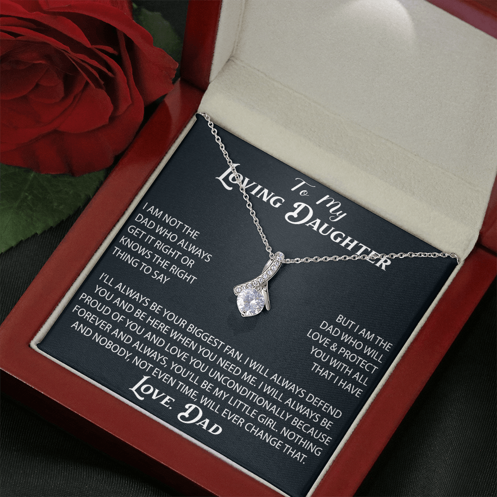 To My Loving Daughter Alluring Necklace Gift from Dad Father Papa Daddy - Unique Present for Birthday Christmas Back to School