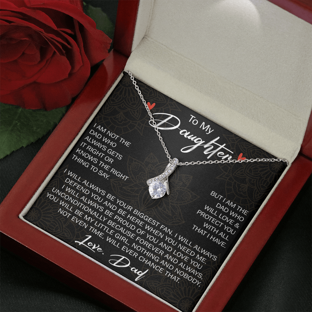To My Daughter Gift from Dad - Alluring Ribbon Necklace for Your Princess, Little Girl Present - Birthday Gift