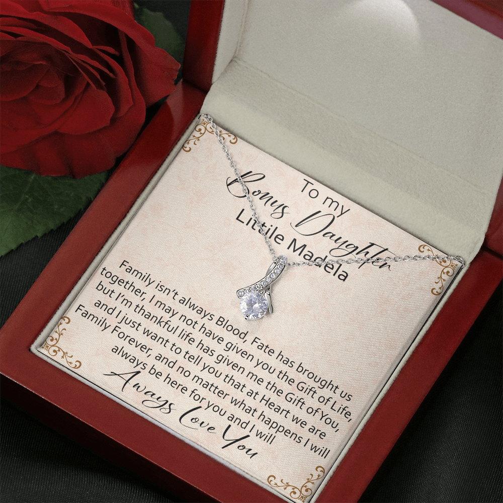 To My Bonus Daughter Personalized Alluring Necklace, Custom your Name for Birthday, Back to School, Christmas or any Special Occasion.