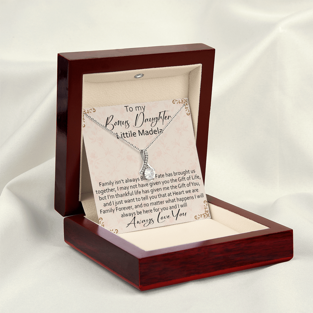 To My Bonus Daughter Personalized Alluring Necklace, Custom your Name for Birthday, Back to School, Christmas or any Special Occasion.