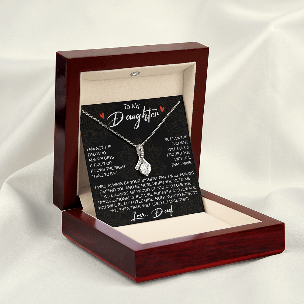 To My Daughter Gift from Dad - Alluring Ribbon Necklace for Your Princess, Little Girl Present - Birthday Gift