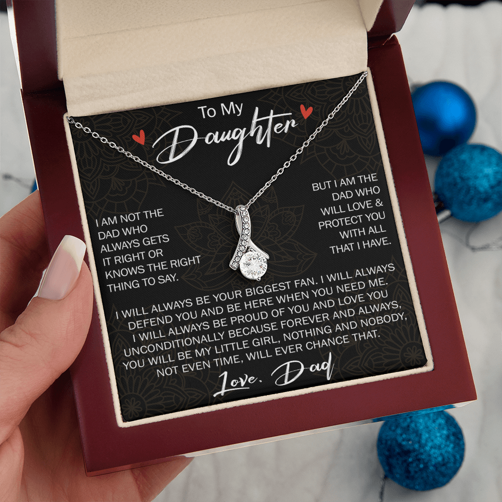 To My Daughter Gift from Dad - Alluring Ribbon Necklace for Your Princess, Little Girl Present - Birthday Gift