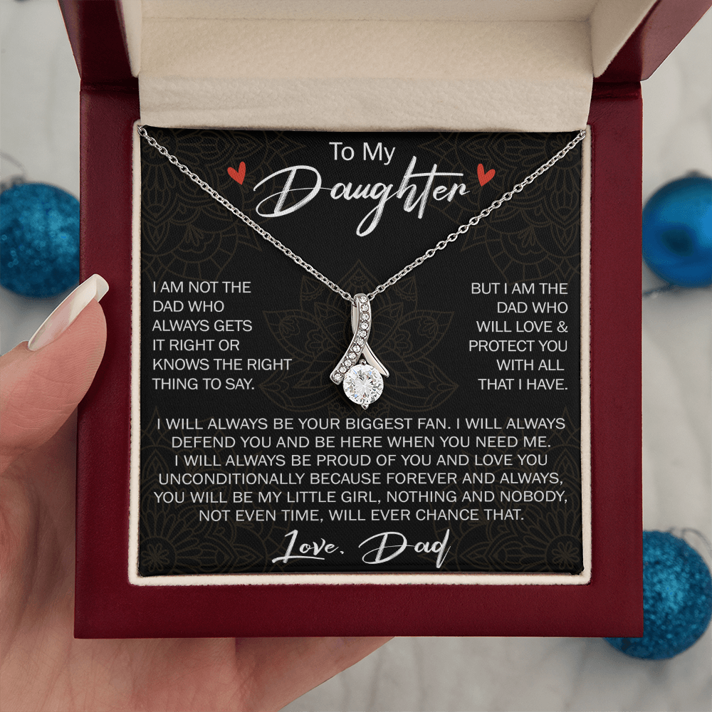 To My Daughter Gift from Dad - Alluring Ribbon Necklace for Your Princess, Little Girl Present - Birthday Gift