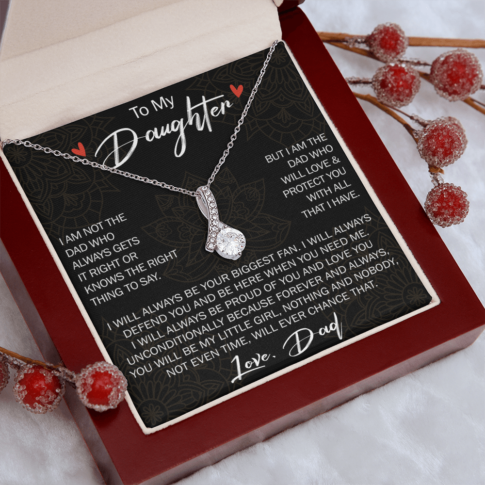 To My Daughter Gift from Dad - Alluring Ribbon Necklace for Your Princess, Little Girl Present - Birthday Gift