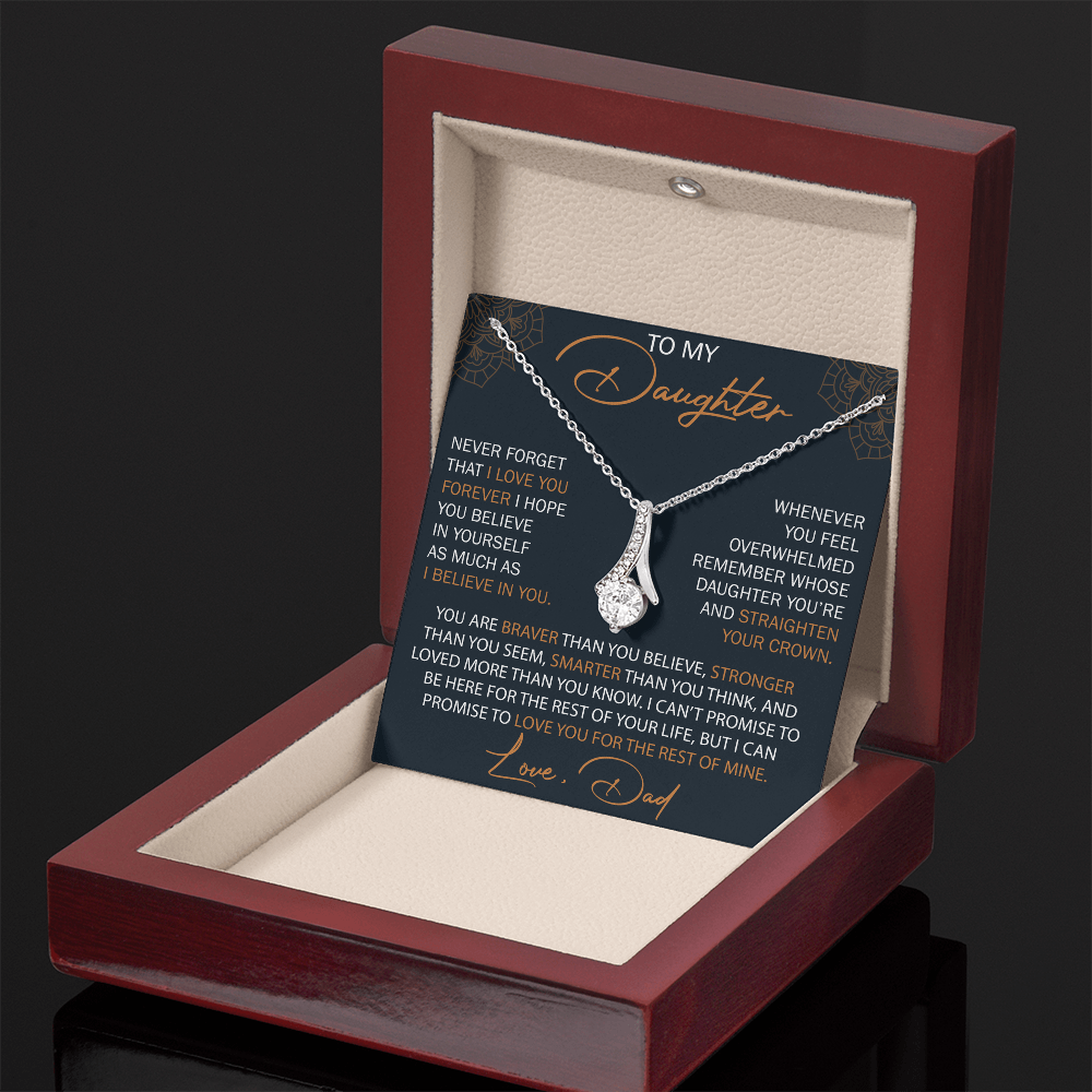 Proud Dad to Daughter Alluring Beauty Necklace - Unique Gift for Your Little Girl at Birthday, Christmas, Back to School, Graduation or any Special Occasion