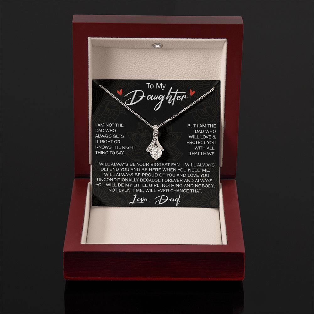 To My Daughter Gift from Dad - Alluring Ribbon Necklace for Your Princess, Little Girl Present - Birthday Gift