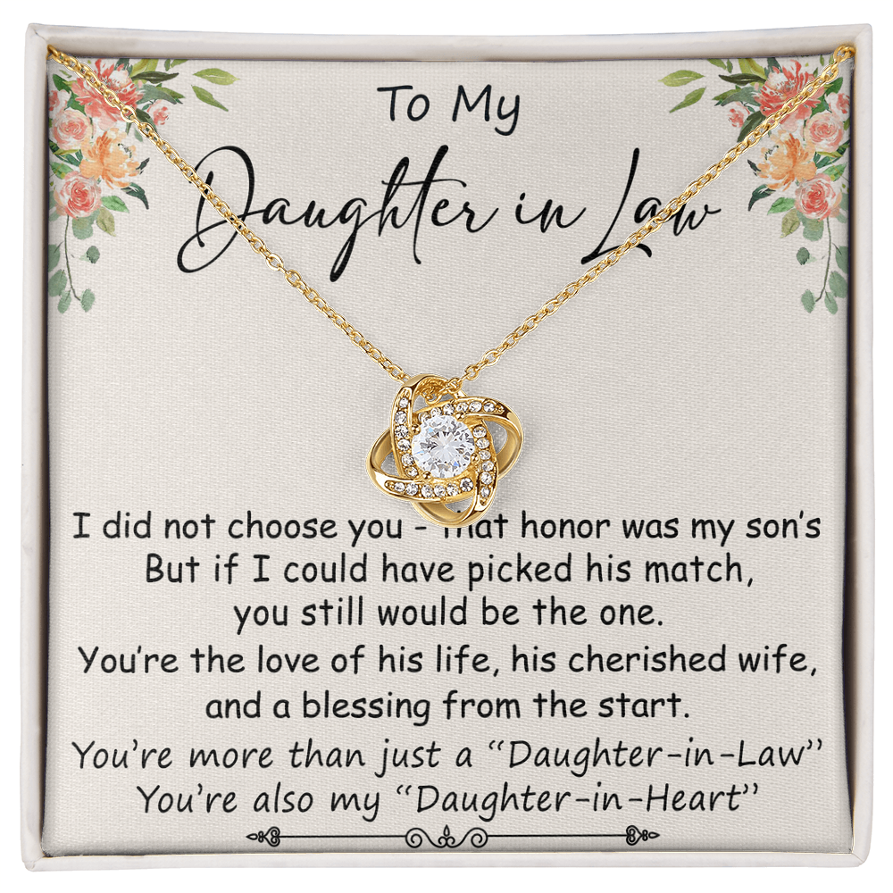 To My Daughter in Law Gift from Father Mother in law - This beautiful Love Knot Necklace Is Great Present for Bonus Daughter