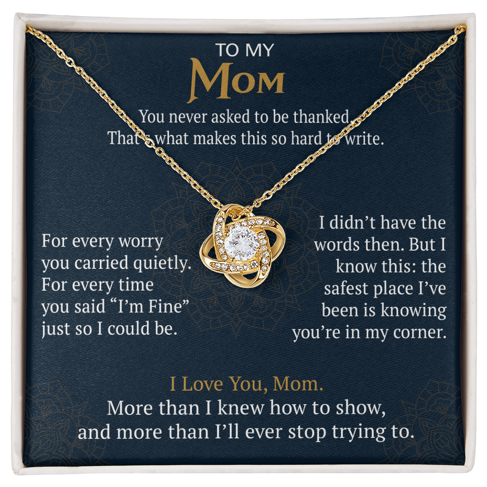To My Mom Love Knot Necklace Gift from Daughter Son,  Meaningful Birthday Jewelry for Mother, Mama