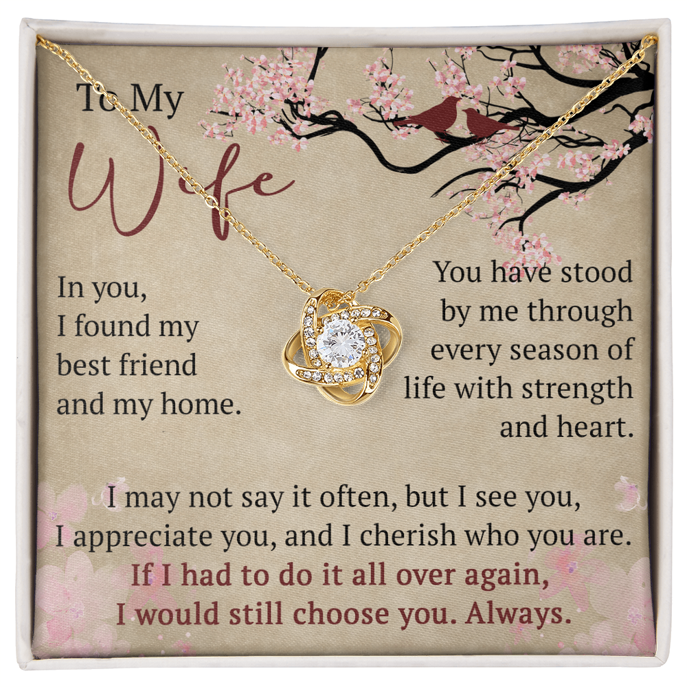 To My Wife Love Knot Necklace Gift From Husband, Meaningful Jewelry for Soulmate, Partner, Bride - Birthday, Wedding Anniversary Present