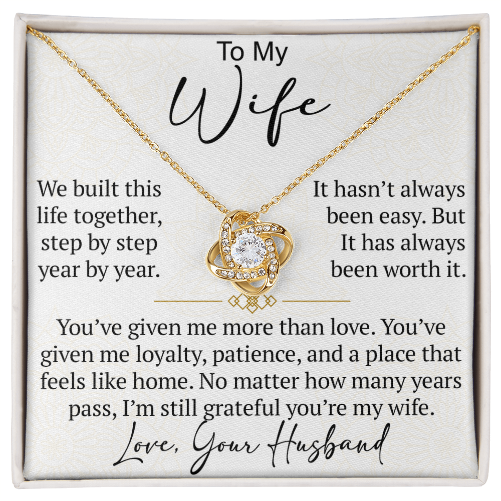 To My Wife Love Knot Necklace Gift From Husband, Meaningful Jewelry for Soulmate, Partner, Bride - Birthday, Wedding Anniversary Present