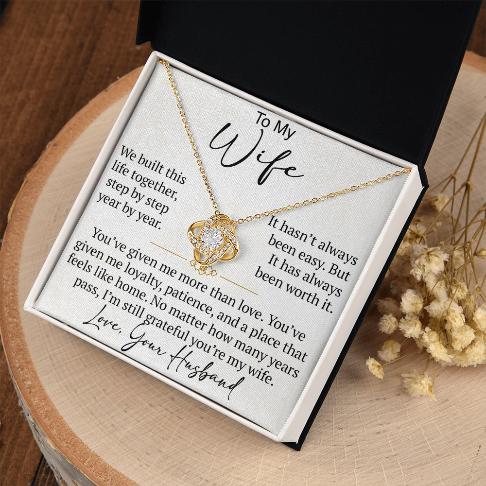 To My Wife Love Knot Necklace Gift From Husband, Meaningful Jewelry for Soulmate, Partner, Bride - Birthday, Wedding Anniversary Present
