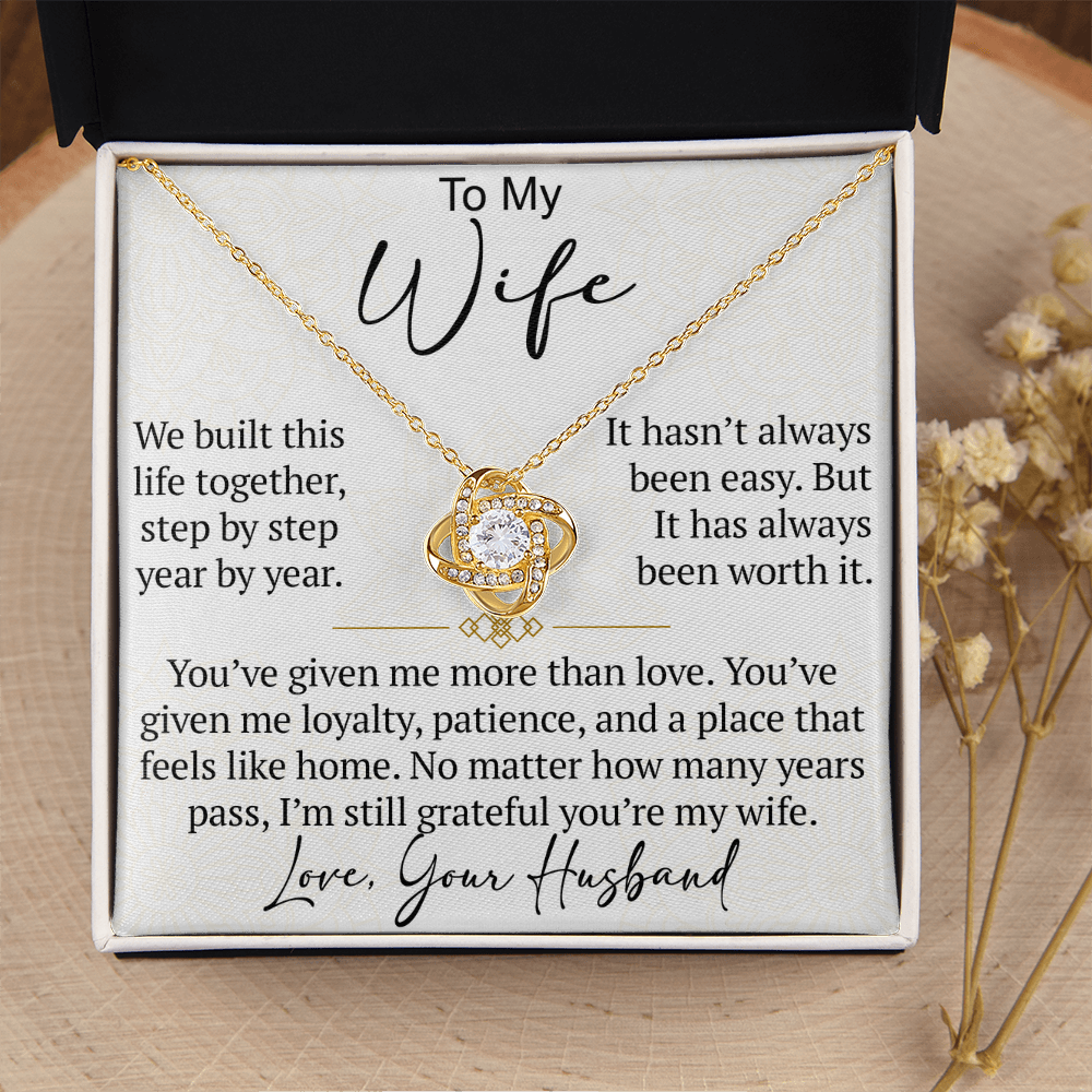 To My Wife Love Knot Necklace Gift From Husband, Meaningful Jewelry for Soulmate, Partner, Bride - Birthday, Wedding Anniversary Present