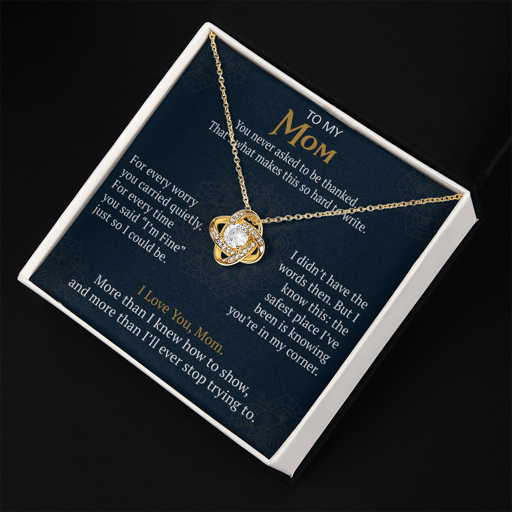 To My Mom Love Knot Necklace Gift from Daughter Son,  Meaningful Birthday Jewelry for Mother, Mama