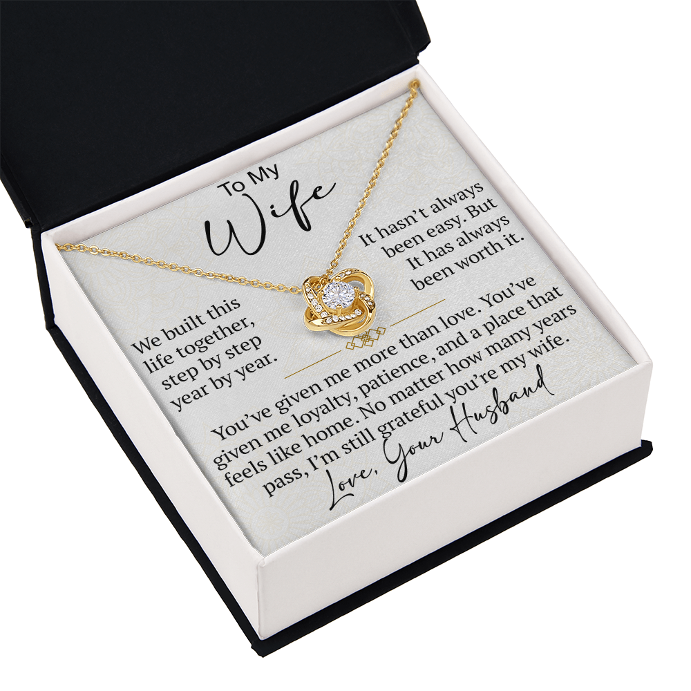 To My Wife Love Knot Necklace Gift From Husband, Meaningful Jewelry for Soulmate, Partner, Bride - Birthday, Wedding Anniversary Present