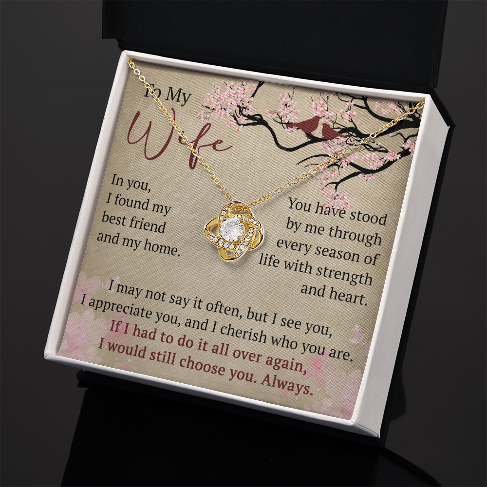 To My Wife Love Knot Necklace Gift From Husband, Meaningful Jewelry for Soulmate, Partner, Bride - Birthday, Wedding Anniversary Present